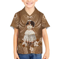 Bula Fiji Women's Day Kid Hawaiian Shirt With Fijian Tapa Pattern LT05 Kid Brown - Polynesian Pride