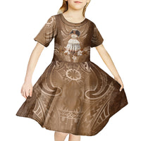 Bula Fiji Women's Day Kid Short Sleeve Dress With Fijian Tapa Pattern LT05 - Polynesian Pride