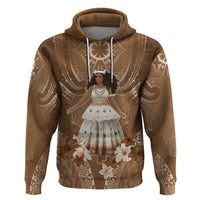 Bula Fiji Women's Day Zip Hoodie With Fijian Tapa Pattern LT05 Pullover Hoodie Brown - Polynesian Pride