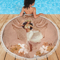Hawaii Women's Day Beach Blanket With Polynesian Pattern