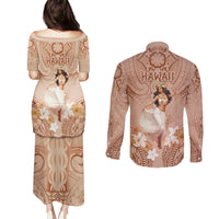Hawaii Women's Day Couples Matching Puletasi and Long Sleeve Button Shirt With Polynesian Pattern LT05 - Polynesian Pride