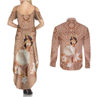 Hawaii Women's Day Couples Matching Summer Maxi Dress and Long Sleeve Button Shirt With Polynesian Pattern LT05 - Polynesian Pride