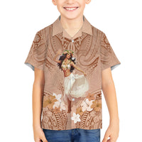 Hawaii Women's Day Kid Hawaiian Shirt With Polynesian Pattern LT05 Kid Brown - Polynesian Pride