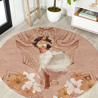Hawaii Women's Day Round Carpet With Polynesian Pattern LT05 Brown - Polynesian Pride