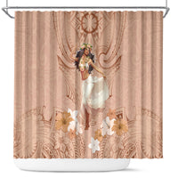 Hawaii Women's Day Shower Curtain With Polynesian Pattern