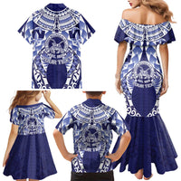 Personalised Tonga Queen Salote College Family Matching Mermaid Dress and Hawaiian Shirt Centenary Navy Version