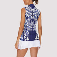 Personalised Tonga Queen Salote College Women Sleeveless Polo Shirt Centenary Navy Version LT05 - Polynesian Pride
