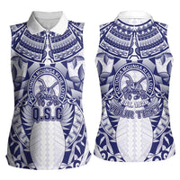 Personalised Tonga Queen Salote College Women Sleeveless Polo Shirt Centenary White Version LT05 - Polynesian Pride