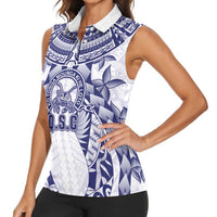 Personalised Tonga Queen Salote College Women Sleeveless Polo Shirt Centenary White Version LT05 - Polynesian Pride
