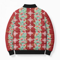 Hawaii Ohia Lehua Bomber Puffer Jacket Tropical Vibes Crimson