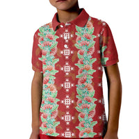 Hawaii Ohia Lehua Kid Polo Shirt Tropical Vibes Crimson LT05 Kid Crimson - Polynesian Pride