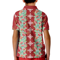Hawaii Ohia Lehua Kid Polo Shirt Tropical Vibes Crimson LT05 - Polynesian Pride
