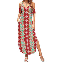 Hawaii Ohia Lehua Summer Maxi Dress Tropical Vibes Crimson