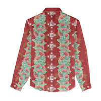 Hawaii Ohia Lehua Women Casual Shirt Tropical Vibes Crimson