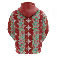 Hawaii Ohia Lehua Zip Hoodie Tropical Vibes Crimson LT05 - Polynesian Pride