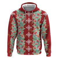 Hawaii Ohia Lehua Zip Hoodie Tropical Vibes Crimson LT05 Pullover Hoodie Crimson - Polynesian Pride