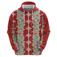 Hawaii Ohia Lehua Zip Hoodie Tropical Vibes Crimson LT05 - Polynesian Pride