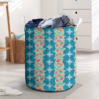 Hawaii Ohia Lehua Laundry Basket Tropical Vibes Teal