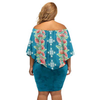 Hawaii Ohia Lehua Family Matching Off Shoulder Short Dress and Hawaiian Shirt Tropical Vibes Teal