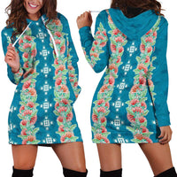 Hawaii Ohia Lehua Hoodie Dress Tropical Vibes Teal