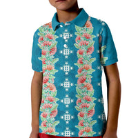 Hawaii Ohia Lehua Kid Polo Shirt Tropical Vibes Teal