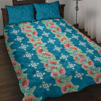 Hawaii Ohia Lehua Quilt Bed Set Tropical Vibes Teal
