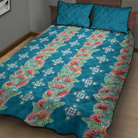 Hawaii Ohia Lehua Quilt Bed Set Tropical Vibes Teal