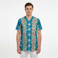 Hawaii Ohia Lehua Scrub Top Tropical Vibes Teal