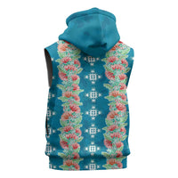 Hawaii Ohia Lehua Sleeveless Zip Hoodie Tropical Vibes Teal