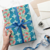 Hawaii Ohia Lehua Wrapping Paper Tropical Vibes Teal