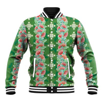 Hawaii Ohia Lehua Baseball Jacket Tropical Vibes Green