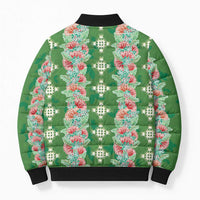 Hawaii Ohia Lehua Bomber Puffer Jacket Tropical Vibes Green