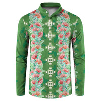 Hawaii Ohia Lehua Button Sweatshirt Tropical Vibes Green