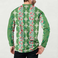 Hawaii Ohia Lehua Button Sweatshirt Tropical Vibes Green
