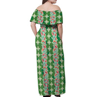 Hawaii Ohia Lehua Off Shoulder Maxi Dress Tropical Vibes Green LT05 - Polynesian Pride