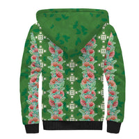 Hawaii Ohia Lehua Sherpa Hoodie Tropical Vibes Green