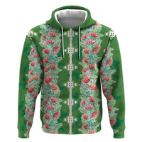 Hawaii Ohia Lehua Zip Hoodie Tropical Vibes Green LT05 Zip Hoodie Green - Polynesian Pride