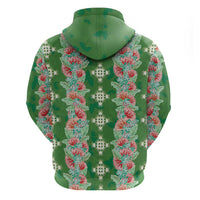 Hawaii Ohia Lehua Zip Hoodie Tropical Vibes Green LT05 - Polynesian Pride