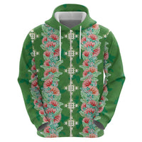 Hawaii Ohia Lehua Zip Hoodie Tropical Vibes Green LT05 - Polynesian Pride
