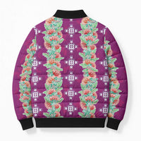 Hawaii Ohia Lehua Bomber Puffer Jacket Tropical Vibes Fuchsia
