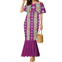 Hawaii Ohia Lehua Family Matching Mermaid Dress and Hawaiian Shirt Tropical Vibes Fuchsia