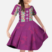 Hawaii Ohia Lehua Family Matching Summer Maxi Dress and Hawaiian Shirt Tropical Vibes Fuchsia