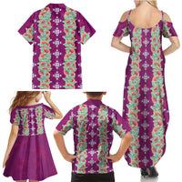Hawaii Ohia Lehua Family Matching Summer Maxi Dress and Hawaiian Shirt Tropical Vibes Fuchsia