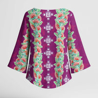 Hawaii Ohia Lehua Kimono Sleeve Blouse Tropical Vibes Fuchsia LT05 - Polynesian Pride