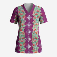 Hawaii Ohia Lehua Scrub Top Tropical Vibes Fuchsia