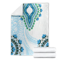 Africa Dashiki Blanket With Polynesian Pattern Blue Version