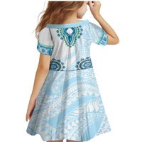 Africa Dashiki Family Matching Mermaid Dress and Hawaiian Shirt With Polynesian Pattern Blue Version LT05 - Polynesian Pride