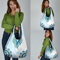 Africa Dashiki Grocery Bag With Polynesian Pattern Blue Version