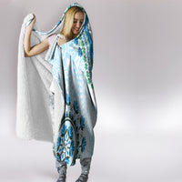 Africa Dashiki Hooded Blanket With Polynesian Pattern Blue Version
