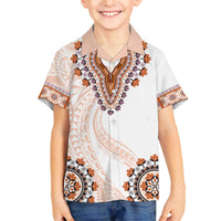 Africa Dashiki Family Matching Short Sleeve Bodycon Dress and Hawaiian Shirt With Polynesian Pattern Beige Version LT05 Son's Shirt Beige - Polynesian Pride